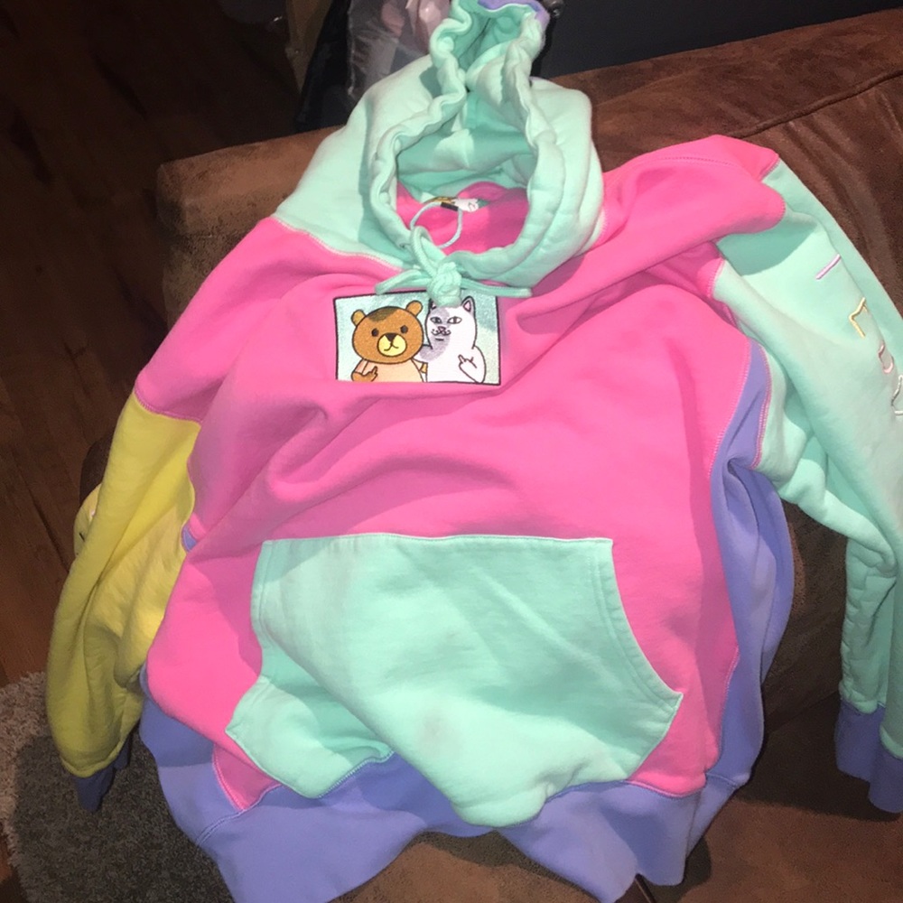 Teddy Fresh RipNDip Collab Mulitcolor block hoodie